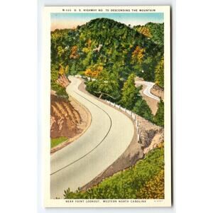 Vintage Linen Postcard U.S. Highway 70 Descending Mountain NC